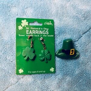 Gibson Green Clover Earrings and Hat Set